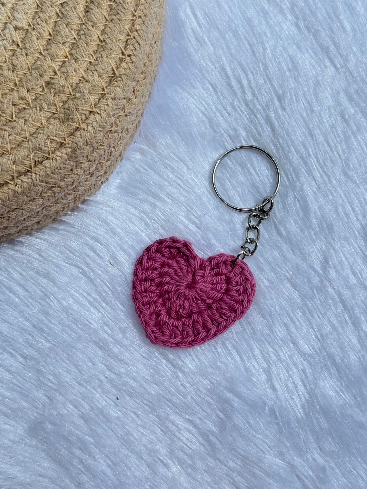 Crochet Heart Keychain