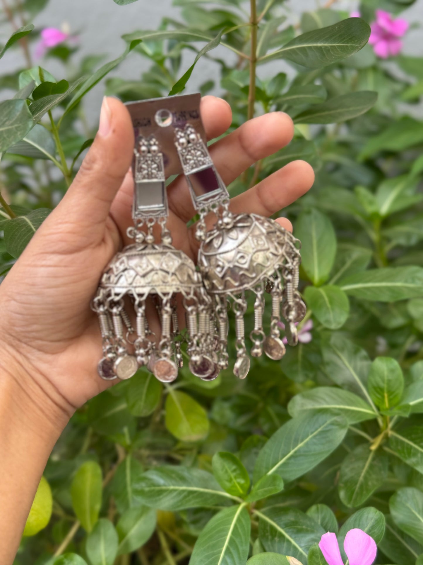 Oxidised Coin Jhumka