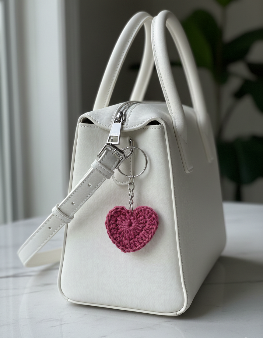 Crochet Heart Keychain