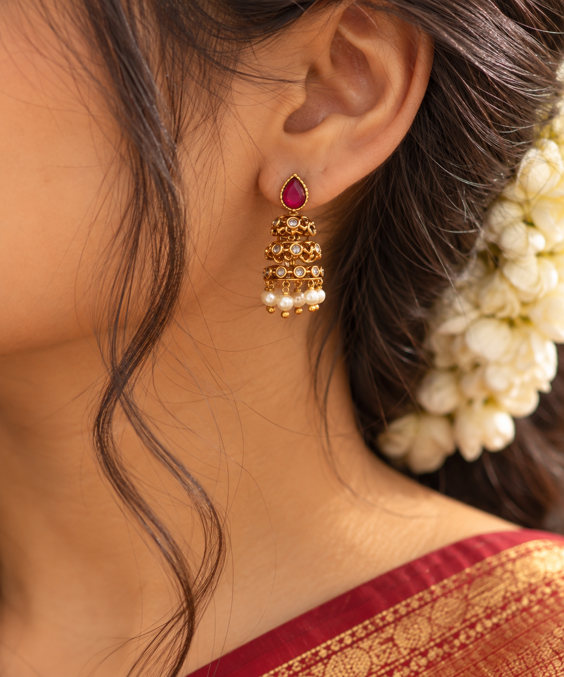 Ruby fall jhumka