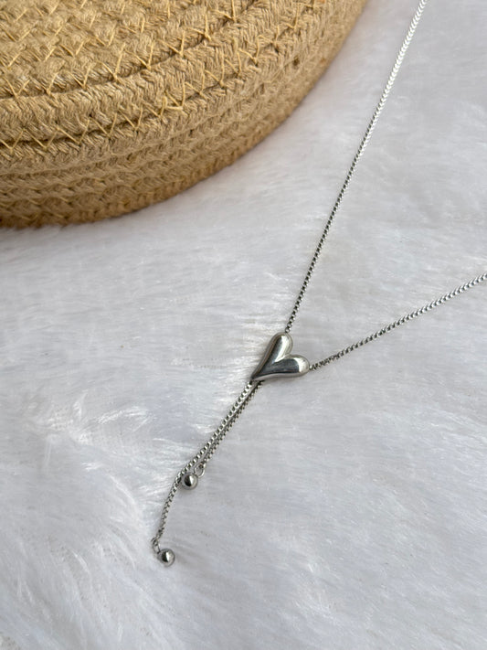 Silver-Tone Heart Drop Necklace
